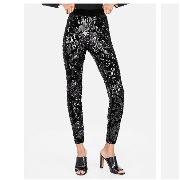 Black Sequin Leggings - Picture 1 of 3